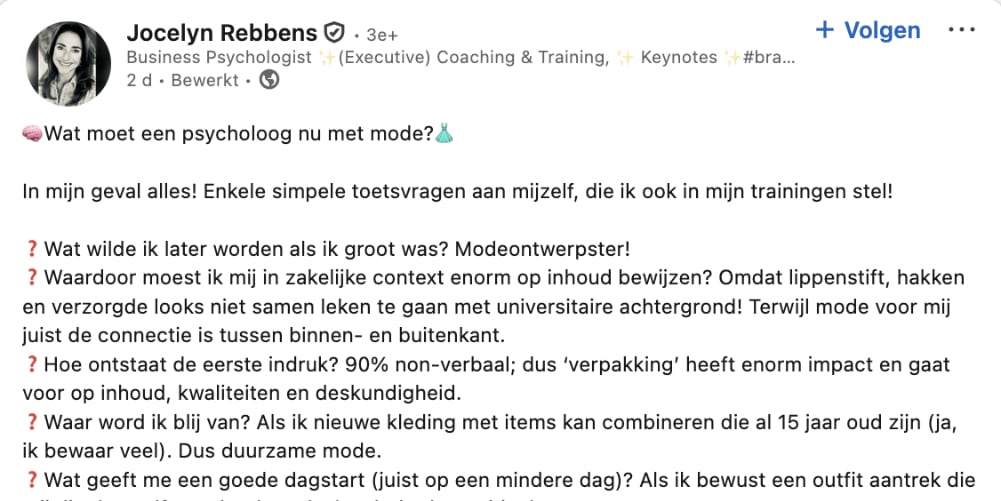 rebbels linkedin wat moet een psycholoog met mode jocelyn rebbens